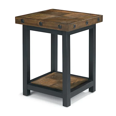 Chair Side Table with Square Reclaimed Wood Top